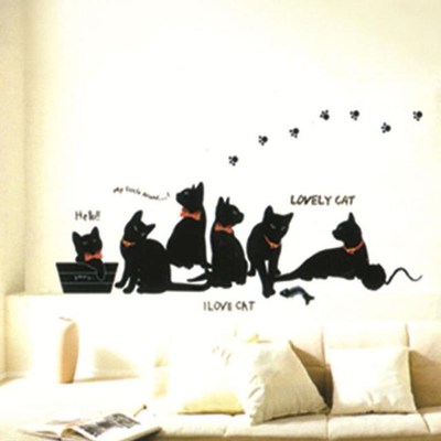 1pc Wall Stickers Wallpaper Animal Cartoon Black  Family