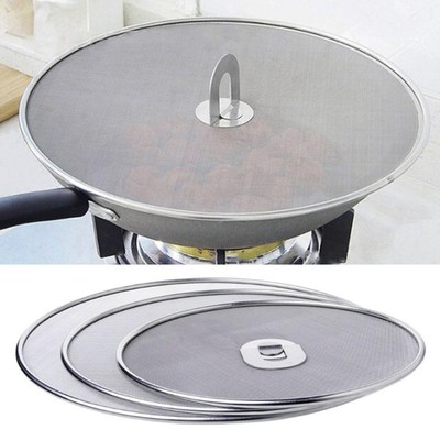Kitchen Oil Proofing Lid Filter Foldable Handle Frying Pan C