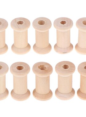 10Pcs Wooden Bobbins Spools Reels Vintage Style Organizer 适