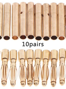 10Pairs Copper 2mm Gold Bullet Connector Banana Plugs Male &