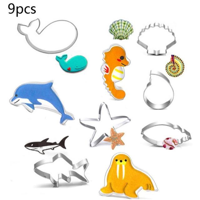 Ocean Creature Mermaid Cookie Cutters Set- 9 PCS Shark Cook