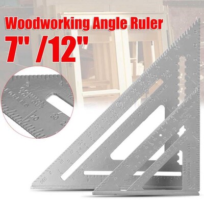 12/7 inch Metric Aluminum Alloy Triangle Angle Ruler Protrac