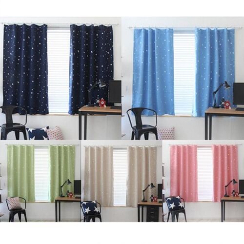 Full Blackout Shading Stars Bedroom Balcony Curtains Hook Gr