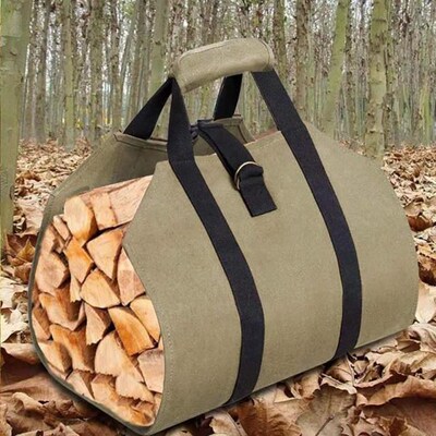 Potable Firewood Log Carrier Tote Bag Fireplace Wood Holder