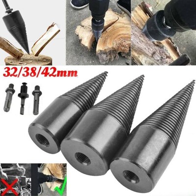 4pcs/set Firewood Splitting Drill Bit Hex Square Round Handl