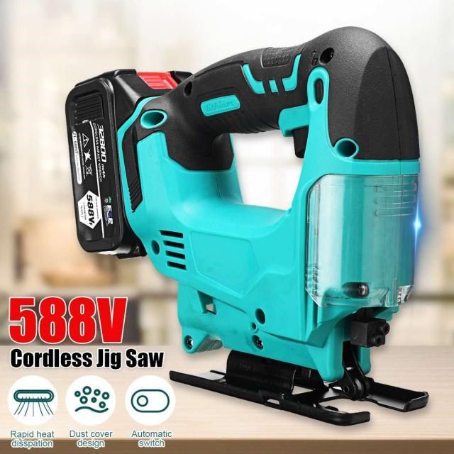 588V Cordless Electric Jigsaw Rechargeable Adjustable Wood M