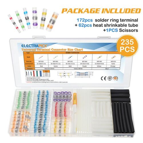 235PCS Waterproof Sleeve Solder Seal Wire Connectors Heat Sh