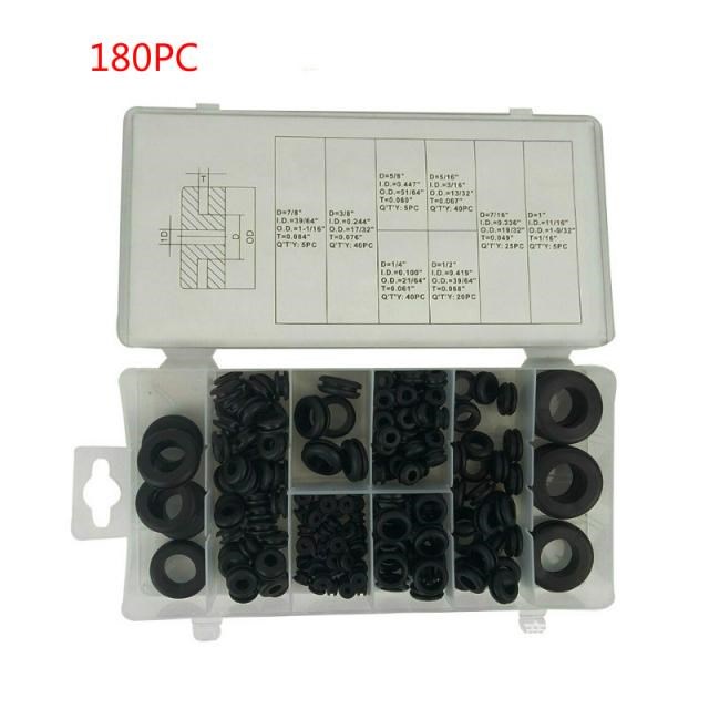 180 PCS rubber gasket sleeve round seal assortment kits to p