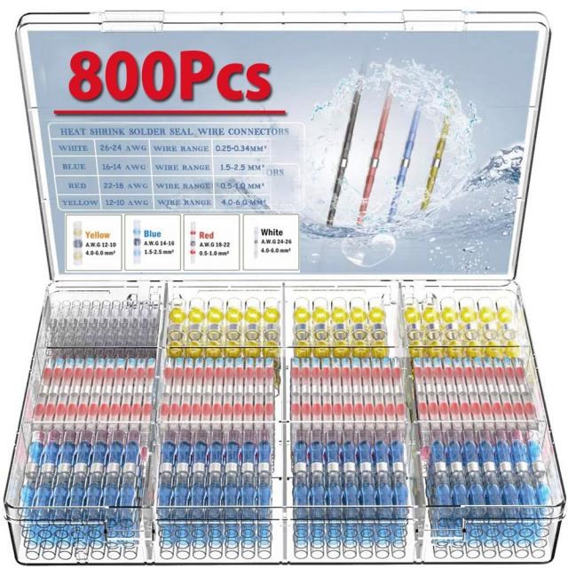 50/300/600/800Pcs Heat Shrink Butt Crimp Terminals Waterproo
