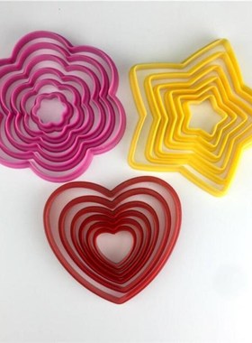 6pcs/set Geometric Cutters Fondant Cookie Cutter Flower Hear