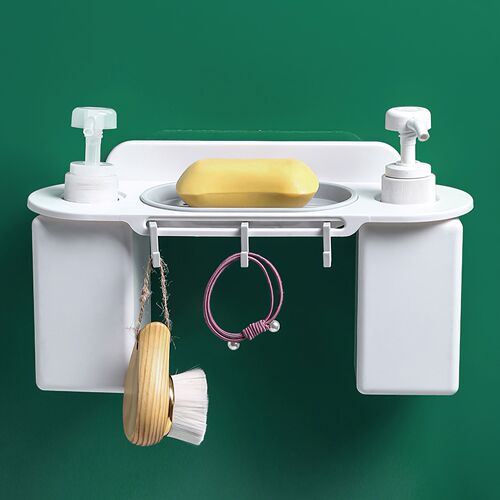Bathroom Shelf Soap Dish Holder Wall Mounted Shampoo Holder
