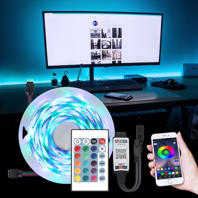 DC 12V 5050 Neon RGB LED Strip 5M 10M 15M Remote LED Control