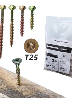 100Pcs 35/45/60/80mm Woodworking Pocket Hole Screws T25 Torx