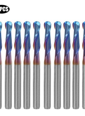 10Pcs Spiral Head Milling Cutter Blue Coating Cemented Carbi