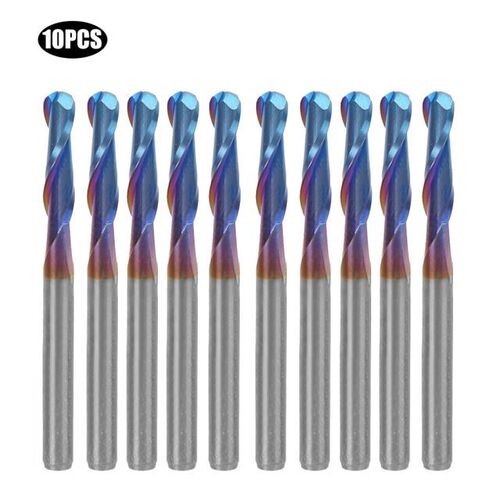10Pcs Spiral Head Milling Cutter Blue Coating Cemented Carbi