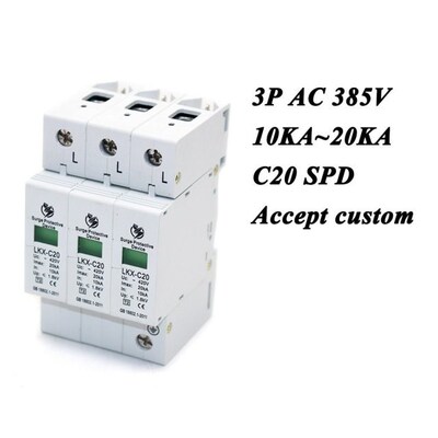 Hot sale C20-3P 10KA~20KA ~385V AC SPD House Surge Protector