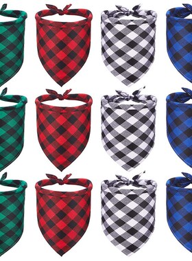 12 Pieces Of Dog Bandana Triple-Cornered Bib Scarf Adjustabl