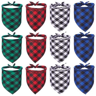 12 Pieces Of Dog Bandana Triple-Cornered Bib Scarf Adjustabl