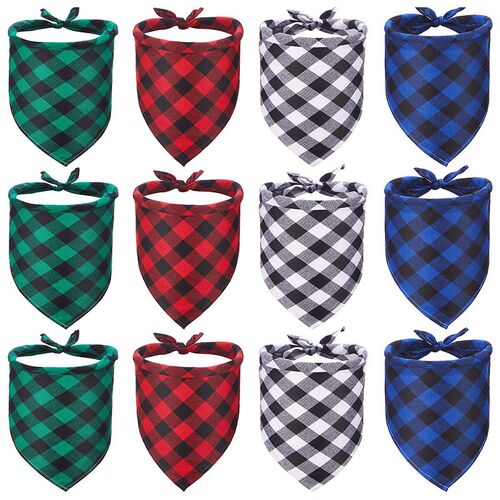12 Pieces Of Dog Bandana Triple-Cornered Bib Scarf Adjustabl