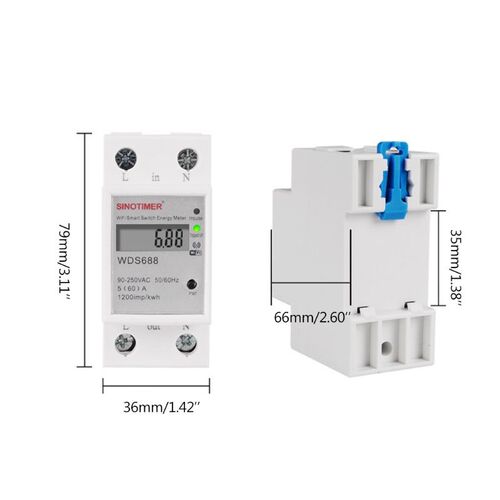 WIFI Din Rail AC 90-250V Single Phase Energy Meter Switch Ti