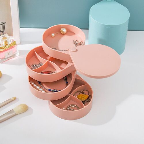 Multilayer Advanced Jewelry Boxs Rotatable Plastic Jewelry C