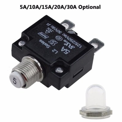 1pc 12/24V Circuit Breakers Mini Push Button Resettable Ther