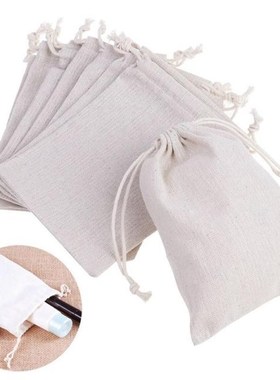 5Pcs Linen Jute Sacks Drawstring Gift Bags Wine Bottle Cover
