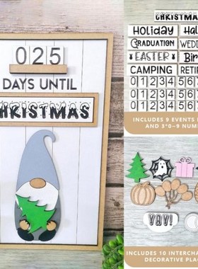 All Year Events Countdown Sign Interchangeable Gnome Countdo