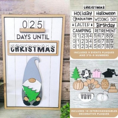 All Year Events Countdown Sign Interchangeable Gnome Countdo