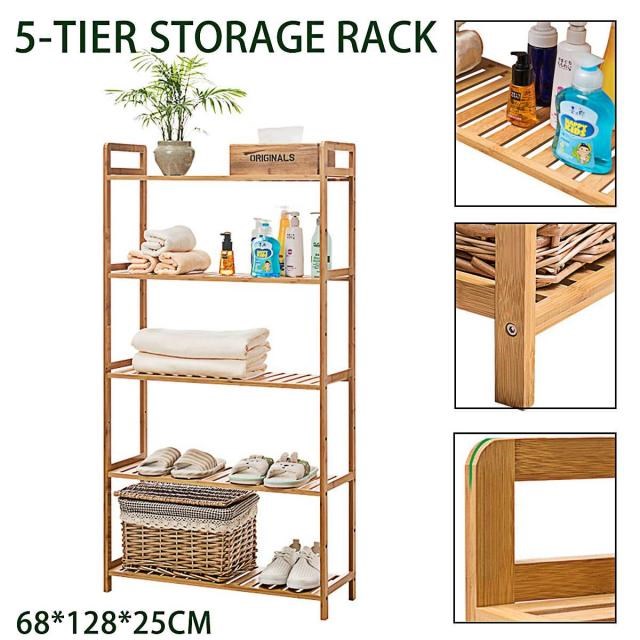 5-tier Bamboo Storage Rack Kitchen Spice Rack Book Seasoning