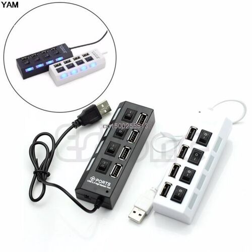 4 Port USB 2.0 With ON/OFF Switch Led Compact USB Muti Hub E