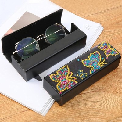 Leather Eyeglasses Case Butterfly Pattern Special Shaped Vin