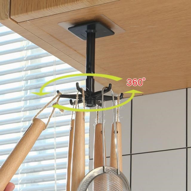 Punch-free Kitchen Hooks Multi-Purpose 360 Degree Rotated Se