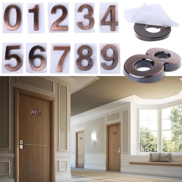 ABS Plastic Bronze Self- Adhesive 0-9 Door Numbers Customize