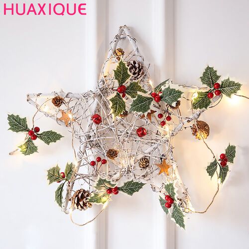 Christmas Leaf Red Fruit Copper Wire Lamp Decorative String