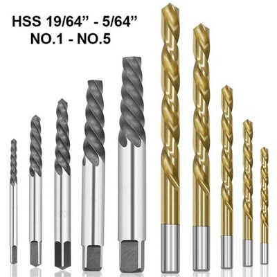 10Pcs Screw Extractor Drill Out Left Hand HSS Cobalt Drill B