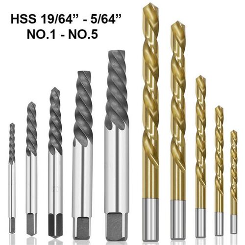 10Pcs Screw Extractor Drill Out Left Hand HSS Cobalt Drill B