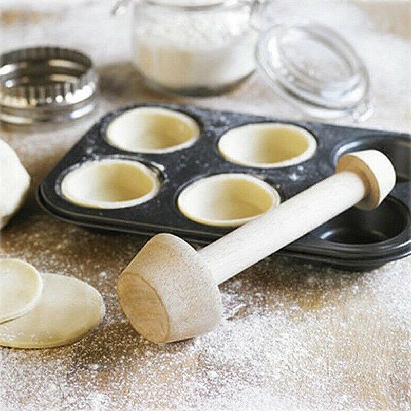 Wood Egg Tart-Tamper Double Side Tart Tamper Pastry Pusher W