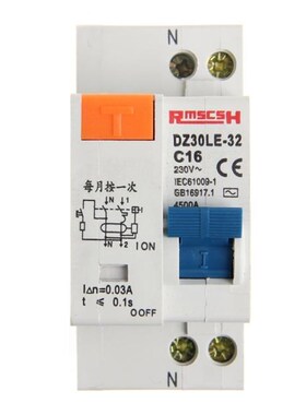 DZ30LE-32 1P+N 16A 230V 220V 50HZ/60HZ Residual Current Circ