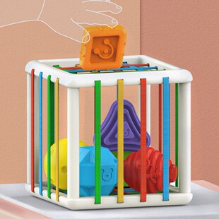 Baby Color Sorter Blocks with Elastic Bands Box Activity Cub