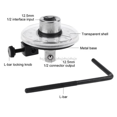360 Degree 1/2 Inch Torque Angle Ruler Protractor Drive Mete