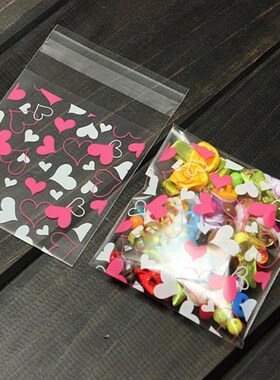 Hot sale 100pcs/bag OPP Plastic package bag Lovely Heart Des