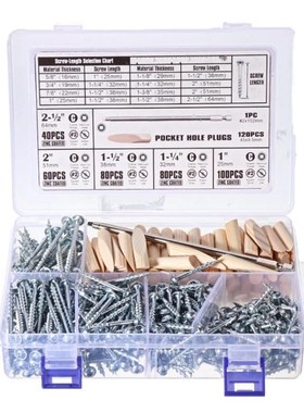 482Pcs 25-64mm Self Tapping Pocket Hole Screw Project Kit SQ