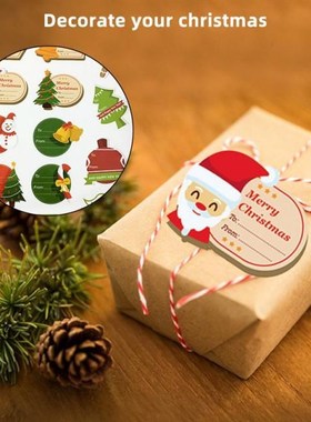 Merry Christmas Sticker Labels Santa Claus Snowman Sealing S