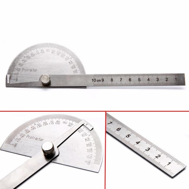 1pc 180 Degree Protractor Angle Ruler Stainless Steel Measur