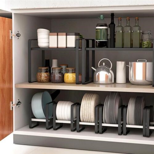Kitchen Cabinet Storage Shelves Space Saving Plates Dishes C