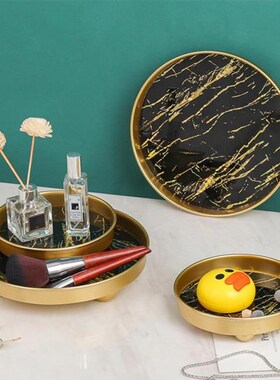 Metal Jewelry Storage Tray Marble Food Serving Tray Dessert