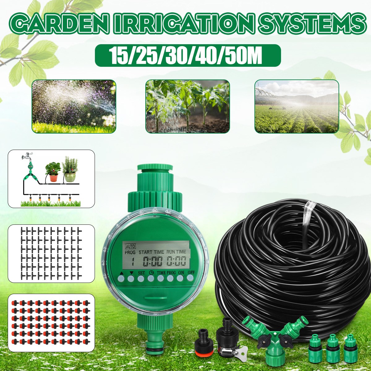 15/25/30/40/50m Automatic Watering Timer Irrigation System G