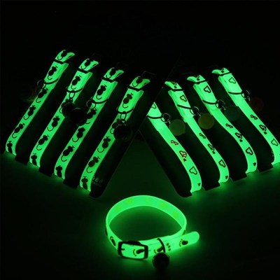 Pet Glowing Collars With Bells Glow At Night Dogs Cats Neckl