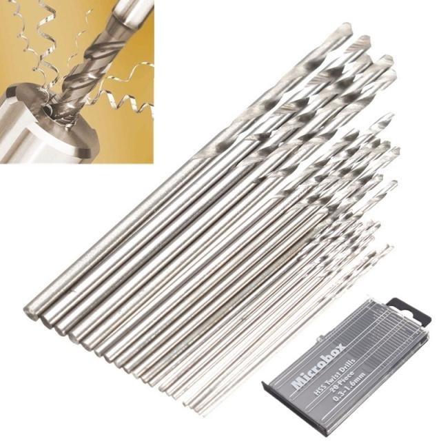 20pcs Mini Drill Bit Set HSS Micro Twist Drill Bit Set 0.3mm